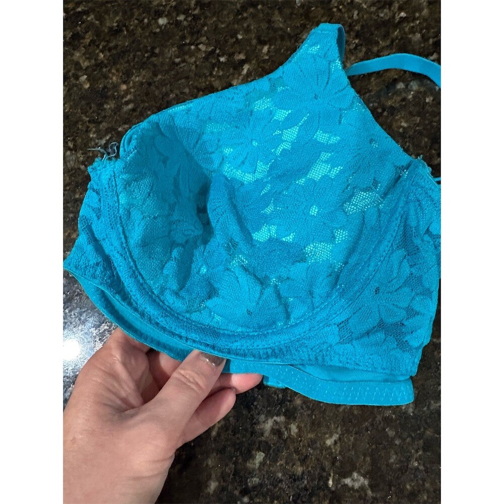 No Boundaries Push-Up Bra Womens 38D Blue Lace Underwire Heavy Padded - Picture 4 of 6